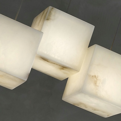8-Light Multi-Light Pendant Modern Style Square Shape Stone Suspension Lighting