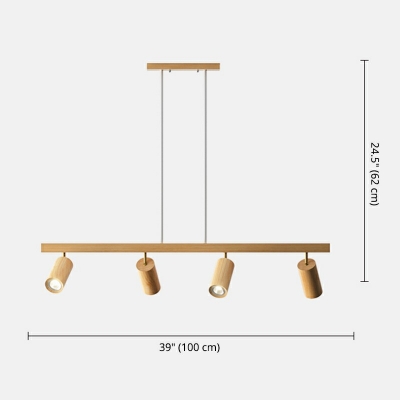 Contemporary Wood Pendant Light Fixture Straight Bar Hanging Ceiling Light