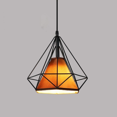 Diamond Cage Pendant Light Contemporary Metal Wire Cage Lamp Shade