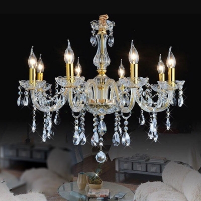 European Style Chandelier 8 Head Candle Shape Ceiling Chandelier for Bedroom Living Room