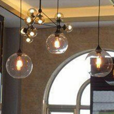 Glass Ball Pendant Light Contemporary Hanging Ceiling Light in Black