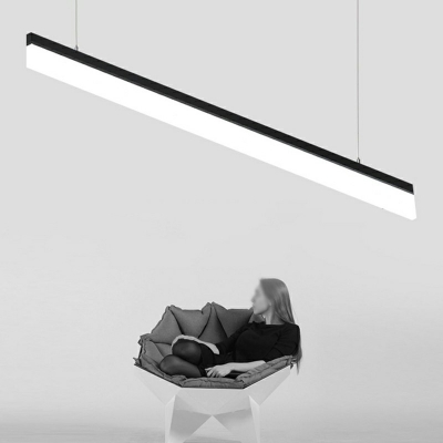 Modern and Simple Office Chandelier Metal Slim Rectangular Linear ​Pendant Light