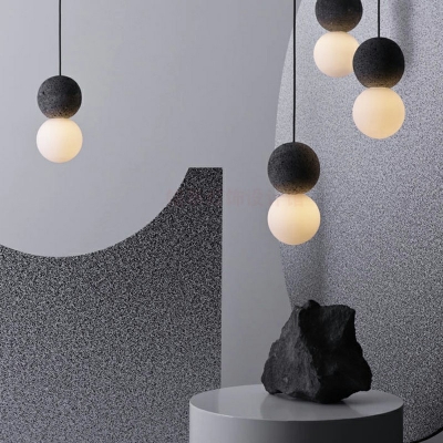 Modern Simple Drop Pendant Cement Hanging Lamp Kit for Bedroom Dining Room