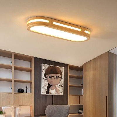 Modern Wooden Office Style Flush Mount Light for Hallway Corridor and Bedroom