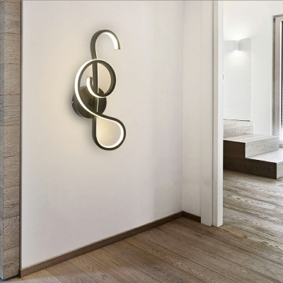 Nordic Style LED Wall Sconce Modern Style Metal Acrylic Music Shaped Wall Light for Stairs