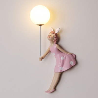 Pink Children's Wall Mounted Lamp Cartoon Girl Modern Bedroom Wall Mounted Light Fixture