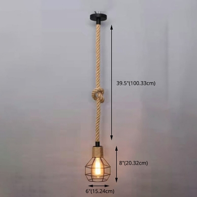 Rope Industrial Pendants Light Vintage 1 Light Dinning Room Hanging Light Fixtures