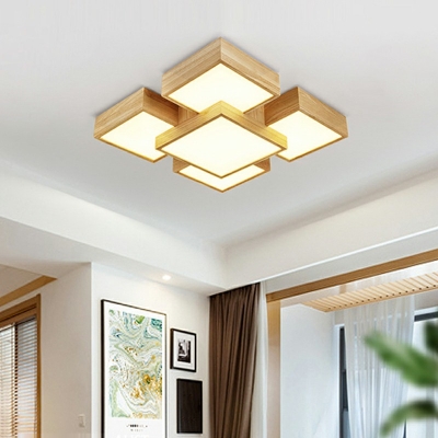 Ultra-Modern Wood Flush mount Ceiling Lamp Flush Mount Fixture for Bedroom Living Room