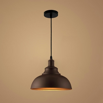 1-Light Ceiling Pendant Light Industrial-Style Bowl Shape Metal Hanging Lights