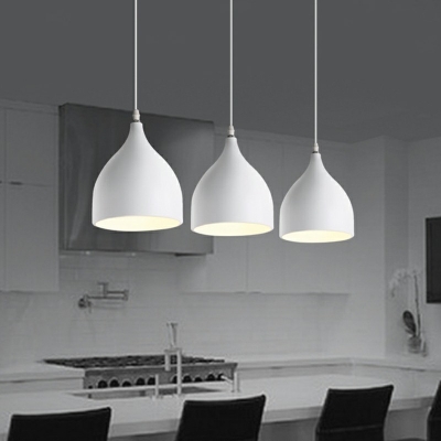 3 Lights Teardrop Shade Hanging Light Modern Style Aluminum Alloy Pendant Light for Living Room