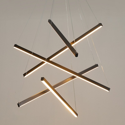5-Light Hanging Light Kit Minimalism Style Stacked Shape Metal Chandelier Light