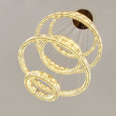 5-Light Pendant Chandelier Modern Style Ring Shape Crystal Wrapped Suspension Light