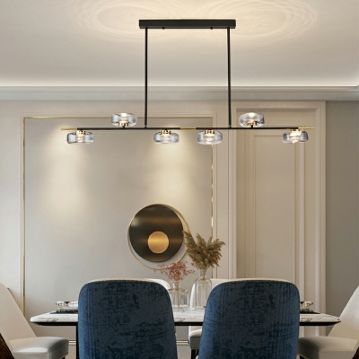 6-Light Island Lighting Modern Style Geometric Shape Glass Hanging Ceiling Lights