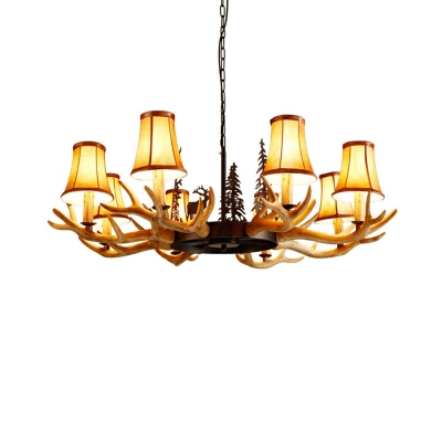 8-Light Chandelier Light Fixtures Rustic Style Deer Antler Shape Wood ​Pendant Lights
