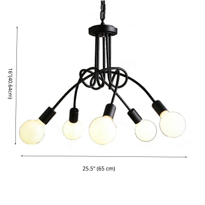 Chandelier Hanging Light Fixture 5 Lamps Industrial Vintage Ceiling Chandelier Pendant