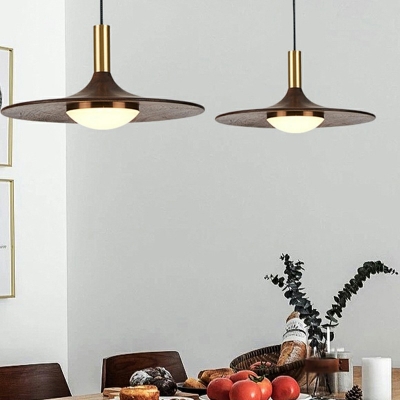 Flat Contemporary Pendant Lights Wood Minimalist Hanging Light Fixtures for Dinning Room