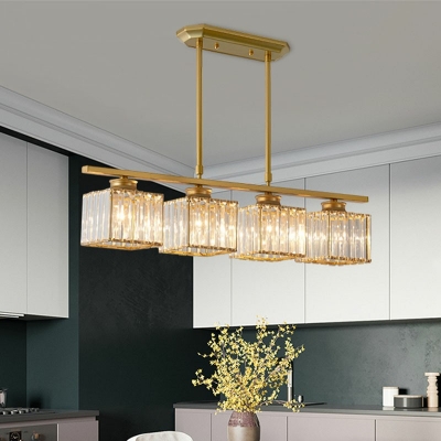 Modern Style Billiard Chandelier 4 Head Crystal Hanging Ceiling Light for Living Room Bedroom