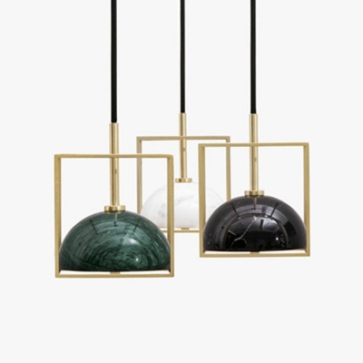 Modern Style LED Pendant Light Nordic Style Stone Metal Hemisphere Shaped Hanging Light for Bedside