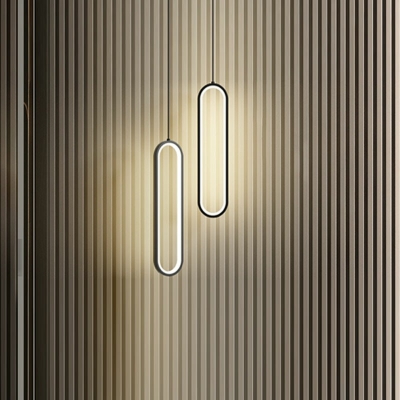 Modern Style LED Pendant Light Oval Platting Metal Acrylic Hanging Light for Bedside