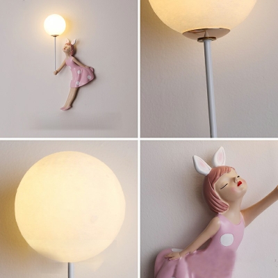 Pink Children's Wall Mounted Lamp Cartoon Girl Modern Bedroom Wall Mounted Light Fixture