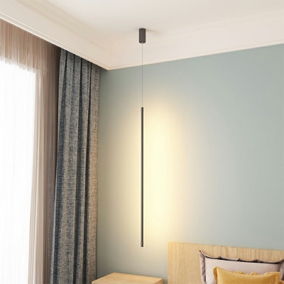 1-Light Hanging Ceiling Light Minimal ​Style Liner Shape Metal Pendant Lamp