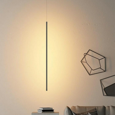 1-Light Hanging Ceiling Light Minimal ​Style Liner Shape Metal Pendant Lamp