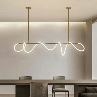 1-Light Island Light Fixture Minimal Style Liner Shape Metal Ceiling Pendant Light