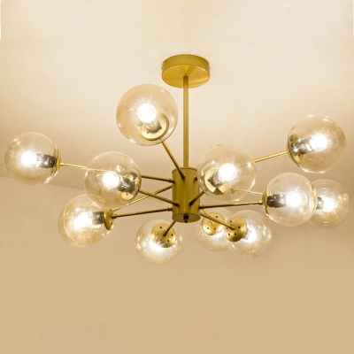 12 Lights LED Pendant Light Modern Style Glass Globe Chandelier Light for Living Room