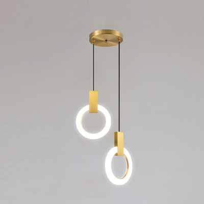 2-Light Multi Light Pendant ​Minimal Style Ring Shape Metal Hanging Light