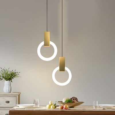 2-Light Multi Light Pendant ​Minimal Style Ring Shape Metal Hanging Light