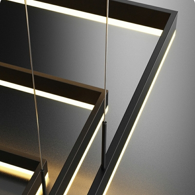 3-Light Hanging Lamp Modern Style Square ​Shape Metal Chandelier Light Fixture