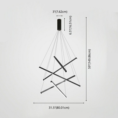 5-Light Hanging Light Kit Minimalism Style Stacked Shape Metal Chandelier Light