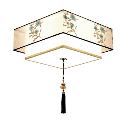 5 Lights LED Flushmount Light Chinese Style Cloth Celling Light for Living Room