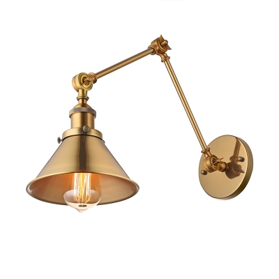 Brushed Brass Single Wall Sconce Swing Arm Picture Light for Living Room Bedside