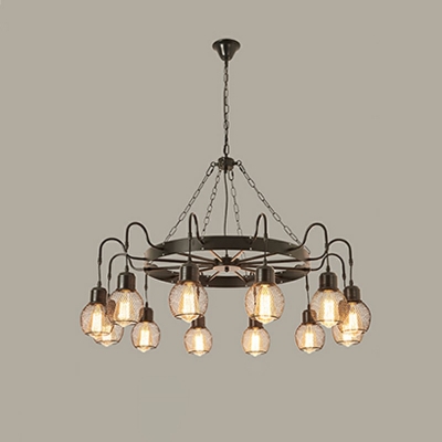 Industrial 12 Lamps Round Chandelier Pendant Light Vintage Living Room Hanging Chandelier