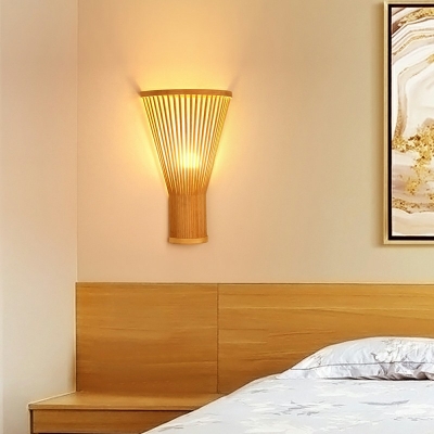 Japanese Style LED Wall Sconce Modern Style Wood Wall Light for Bedside