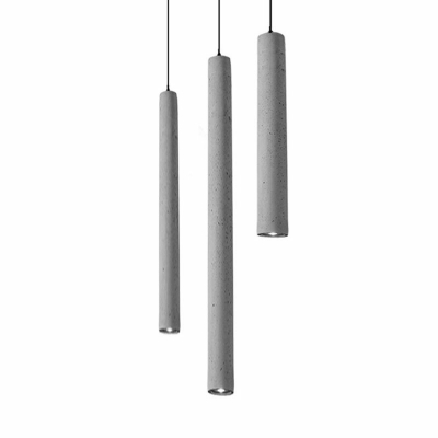Linear Pendant Lighting Gray Cement Modern Ceiling Light Fixtures Simplicity LED 1 Light for Bedroom