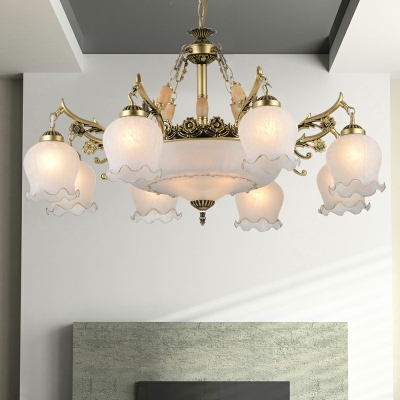 Metal Chandelier Pendant Light Traditional Glass American Down Lighting for Living Room