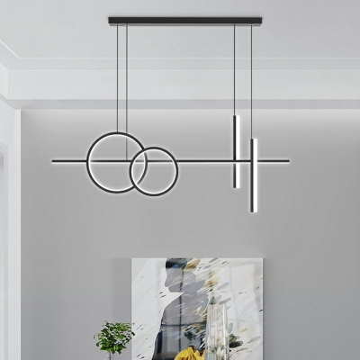 Modern Minimalist Pendant Light Slim Rectangular Linear Pendant Lamp in Black