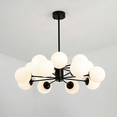 Modern Style LED Pendant Light 16 Lights Nordic Style Globe Glass Chandelier Light for Living Room