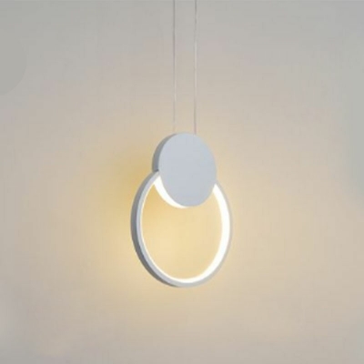Modern Style LED Pendant Light Minimalism Circle Metal Acrylic Hanging Light for Bedside