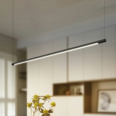 Nordic Minimalist LED Suspension Light Slim Rectangular Linear Ceiling Lamp