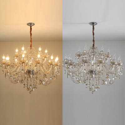 Nordic Style LED Chandelier Light 18 Lights Postmodern Style Crystal Pendant Light for Living Room