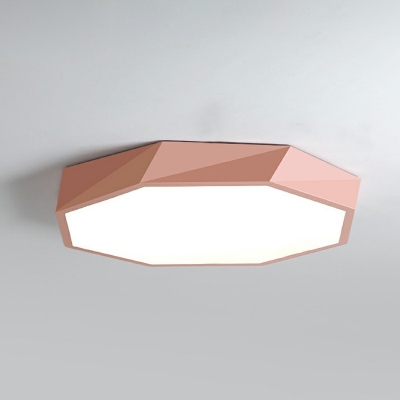 1-Light Ceiling Light Fixture Modern Style Octagon Shape Metal Flush Light