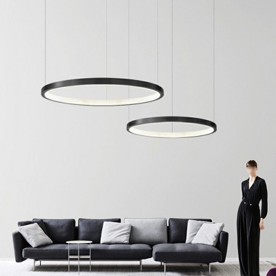 1-Light Ceiling Pendant Light Contemporary Style Hoop ​Shape Metal Down Lighting