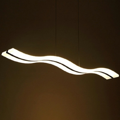 1-Light Island Ceiling Light Modern Style Wave Shape Metal Hanging Lamp Kit