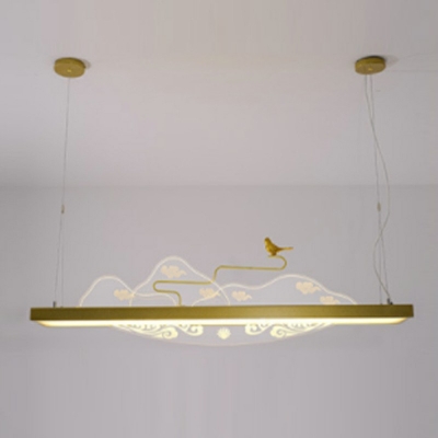 1-Light Pendant Lighting Fixtures Minimal Style Straight Bar Shape Metal Island Lights