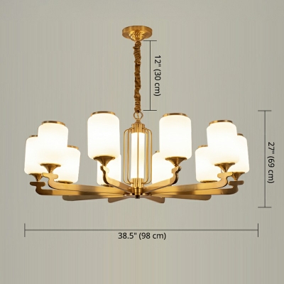 11-Light Chandelier Pendant Light Minimalist Style Cylinder Shape Glass Hanging Lamps
