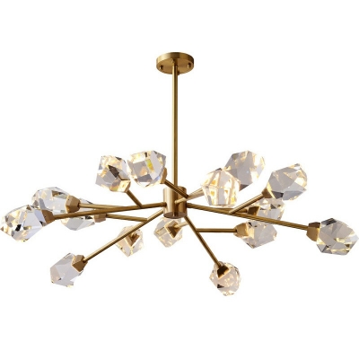 15-Light Chandelier Pendant Light Modern Style Sputnik ​Shape Crystal Hanging Lamps