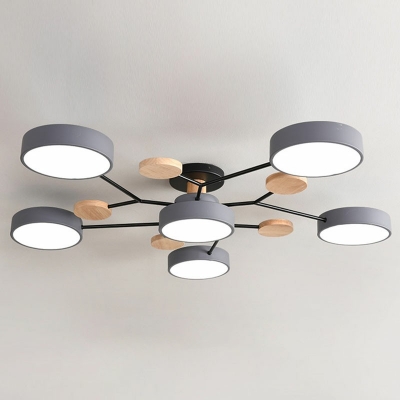 6-Light Semi Flush Light Modern Style Sputnik ​Shape Metal Ceiling Fixture